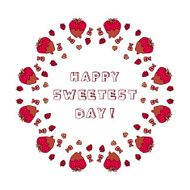 Circular ornament with doodle heart shaped chocolate covered strawberries