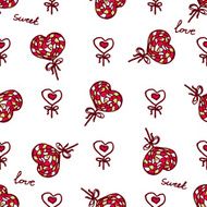 Seamless pattern with doodle heart shaped lollipops