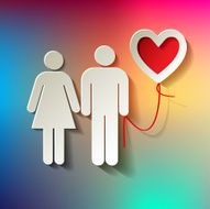Valentine's Day balloon couple on a rainbow background