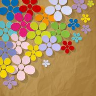 Bouquet of colorful flowers in the corner on white background