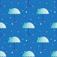 Vector vintage umbrellas seamless pattern Cute blue winter umbrella background