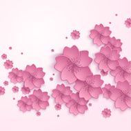 Beautiful abstract floral trendy background with pink 3d flower sakura