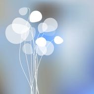 Flowers dandelions on a light blue bokeh fog background