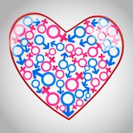 heart with male female icons