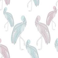 Vector seamless pattern with blue and pink birds N2