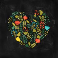 Floral heart with cute colorful flowers