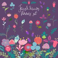 Hand drawn flowers set