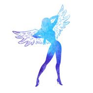 Angel watercolor girl