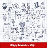 Set of hand-drawn Valentines Day elements