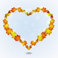 Heart Shape of Autumn Leaves