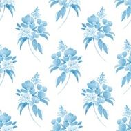 Watercolor illustration with leaves and flowers Seamless pattern 22 N2