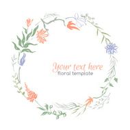 Ink painted floral wreath