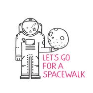 Spacewalk Astronaut Line Art Romantic Illustration with Lettering