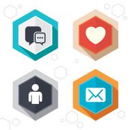 Social media icons Chat speech bubble and Mail N7