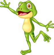 Cartoon adorable frog waving hand