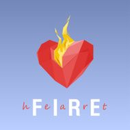 Burning heart on a gradient background Polygons triangles