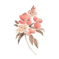 Watercolor illustration with leaves and flowers 2
