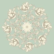 Ornamental round with peonies