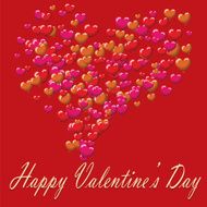 Valentines Day postcard balloons red background
