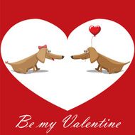 Valentine's Day dog with balloons postcard text be my valentine
