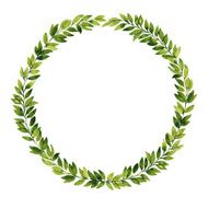 Green leaf watercolor isolated wreath