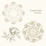 Set ornamental round with flowers