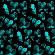 Blue hearts made from many round dots Seamless background