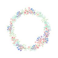 Hand drawn watercolor flower wreath N2