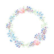 Hand drawn watercolor flower wreath N3