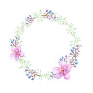 Hand drawn watercolor flower wreath N4