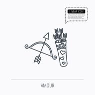 Amour arrows and bow icon Valentine weapon sign N3
