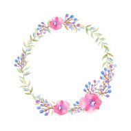 Hand drawn watercolor flower wreath N5