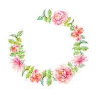 Hand drawn watercolor flower wreath N9