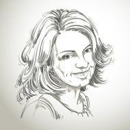 Vector drawing of smiling sincere woman with stylish haircut