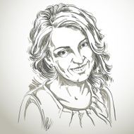 Portrait of delicate good-looking woman black and white vector