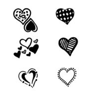 hearts set hand drawn sketch vector illustration