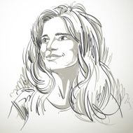 Portrait of delicate bemused good-looking woman black and white