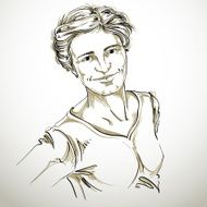 Artistic hand-drawn vector image black and white portrait