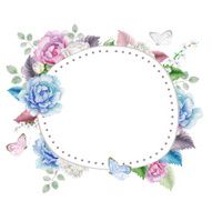 Watercolor floral frame with roses