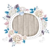 Watercolor floral frame with roses N2