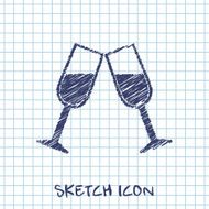Two glasses of wine or champagne icon N7
