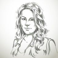 Artistic hand-drawn vector image portrait of girl