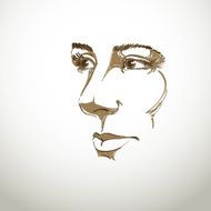 Vector art drawing portrait of gorgeous dreamy girl isolated N2