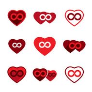 Love theme vector icons set infinite love idea romantic