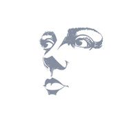 Monochrome silhouette of smiling attractive lady face features