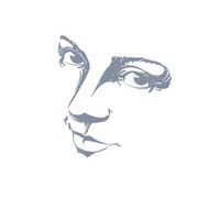 Monochrome silhouette of melancholic attractive lady face