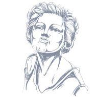 Artistic hand-drawn image black and white portrait of woman