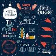 Christmas calligraphic wishes and winter elements N2