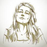 Portrait of sexy good-looking woman vector drawing
