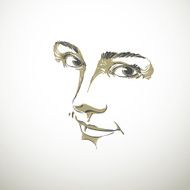 Monochrome portrait of delicate good-looking dreamy woman